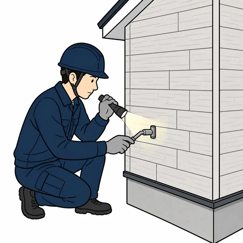 外壁を点検する作業員のイラスト